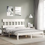 vidaXL Cadre de lit avec tête de lit blanc 160x200 cm bois massif