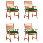 vidaXL Chaises à manger d'extérieur lot de 4 et coussins Acacia massif