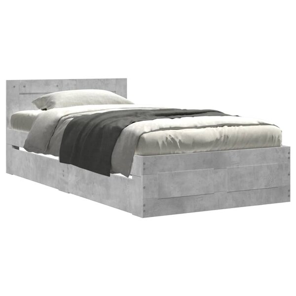 vidaXL Cadre de lit tête de lit gris béton 90x190 cm bois ingénierie
