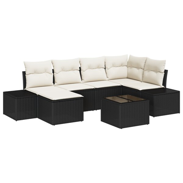 vidaXL Ensemble de Canapés de Jardin 6 Pièces avec Coussins Brown Poly Rattan