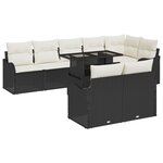 Ensemble de 9 pièces de canapé de jardin avec coussins noir en poly rotin