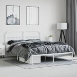 vidaXL Cadre de lit métal sans matelas et tête de lit blanc 160x200 cm