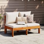 vidaXL Canapé de jardin sans accoudoirs coussins 2 places bois acacia