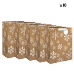 Lot De 10 Sacs Cadeau Grand Format - Flocons Blancs - Draeger paris