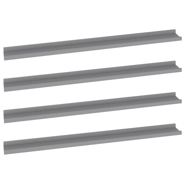 vidaXL Étagères murales 4 Pièces Gris 100x9x3 cm