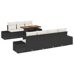 vidaXL Ensemble de canapé de jardin 8 pièces avec coussins noir poly rotin
