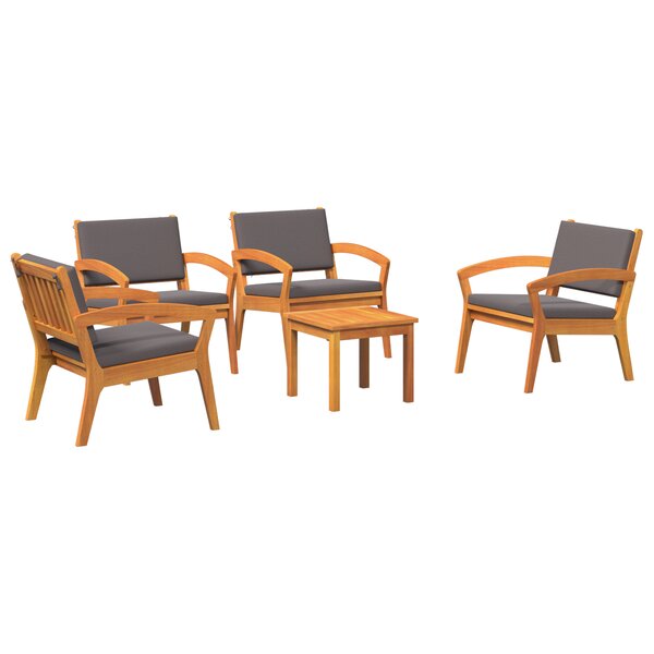 vidaXL Ensemble Bistro 5 pièces avec coussins - Bois d'acacia massif