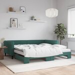 vidaXL Lit de jour et gigogne et matelas vert foncé 100x200 cm velours