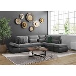 Canapé d'angle réversible convertible SEVARA 4 places - PU et Gris - Coffre de rangement - 267 x 200 x 90 cm