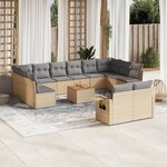 vidaXL Salon de jardin avec coussins 13 Pièces beige résine tressée