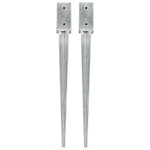 vidaXL Piquets au sol 2 Pièces Argenté 7x7x75 cm Acier galvanisé
