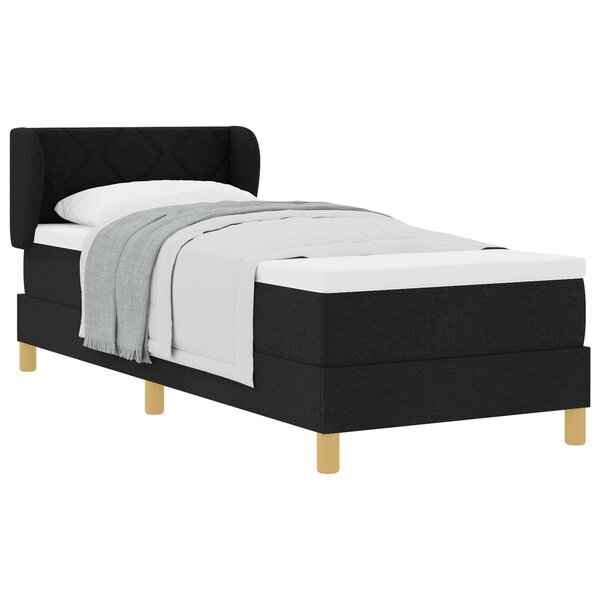 Lit avec sommier et matelas vidaXL Noir 80x200 cm en tissu