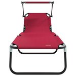 vidaXL Chaises longues pliantes 2 Pièces avec auvent rouge en tissu Oxford 600D