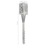vidaXL Piquets au sol 2 Pièces Argenté 8x8x57 cm Acier galvanisé