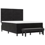 vidaXL Lit à ressorts avec matelas & banc noir 140x200 cm velours