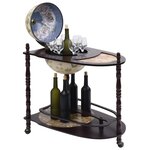 vidaXL Support de vin autoportant globe Bois d'eucalyptus Vert
