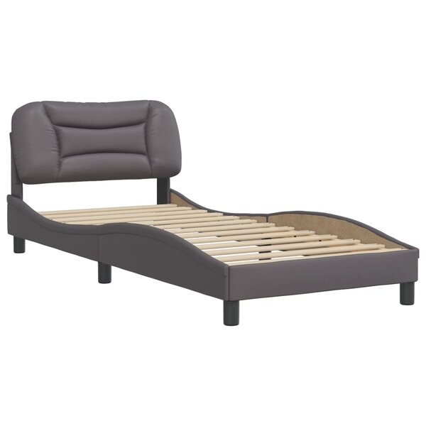 vidaXL Cadre de lit avec tête de lit Gris 90x190 cm Similicuir