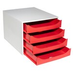 Module De Classement Ecobox Office 4 Tiroirs - Rouge - Exacompta
