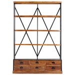 vidaXL Bibliothèque à 4 étagères avec 6 tiroirs 122x36x181 cm Manguier