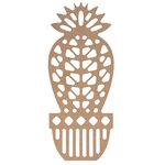 Silhouette en bois MDF origami - Cactus boule 15 cm
