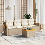 vidaXL Salon de jardin avec coussins 5 Pièces beige résine tressée