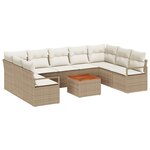 Ensemble de canapé de jardin vidaXL 10 pièces avec coussins beige poly rotin acacia