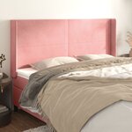 vidaXL Tête de lit avec oreilles Rose 163x16x118/128 cm Velours