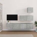 vidaXL Ensemble de meubles TV 4 Pièces Gris béton Bois d'ingénierie