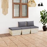 vidaXL Salon de jardin palette 3 Pièces avec coussins Épicéa imprégné