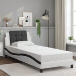 vidaXL Cadre de lit avec LED sans matelas blanc et noir 90x190 cm