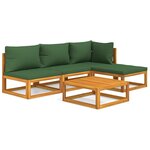 vidaXL Salon de jardin 5 Pièces avec coussins vert bois massif
