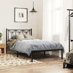 vidaXL Cadre de lit métal avec tête de lit noir 107x203 cm
