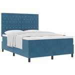 vidaXL Lit Box Spring avec Matelas Bleu Foncé 160x200 cm Velours