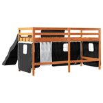 vidaXL Lit mezzanine enfants et rideaux blanc/noir 90x190cm pin massif