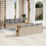 vidaXL Salon de jardin avec coussins 9Pièces mélange beige résine tressée