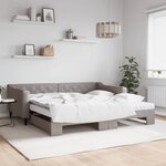 vidaXL Lit de jour avec gigogne et matelas taupe 100x200 cm tissu