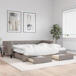 vidaXL Lit de jour avec gigogne et tiroirs taupe 100x200 cm tissu