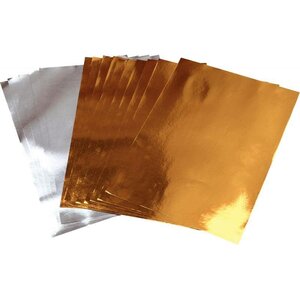 Pochette de 15 feuilles métallisées adhésives A4 or et argent