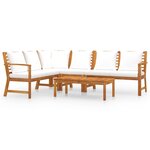 vidaXL Salon de jardin 5 Pièces avec coussin Crème Bois d'acacia solide