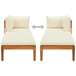 vidaXL Chaise longue avec 1 accoudoir Blanc crème Bois d'acacia solide