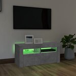 vidaXL Meuble TV avec lumières LED gris béton 90x35x40 cm