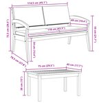 vidaXL Ensemble Bistro de 3 Pièces avec Coussins - Bois d'Acacia Massif