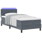vidaXL Cadre de lit avec matelas & LED gris foncé 90x200 cm en velours