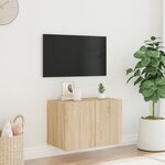 vidaXL Meuble TV mural avec lumières LED chêne sonoma 60x35x41 cm