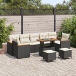 vidaXL Ensemble de Canapé de Jardin de 10 pièces en Noir Rattan Poly et Acacia