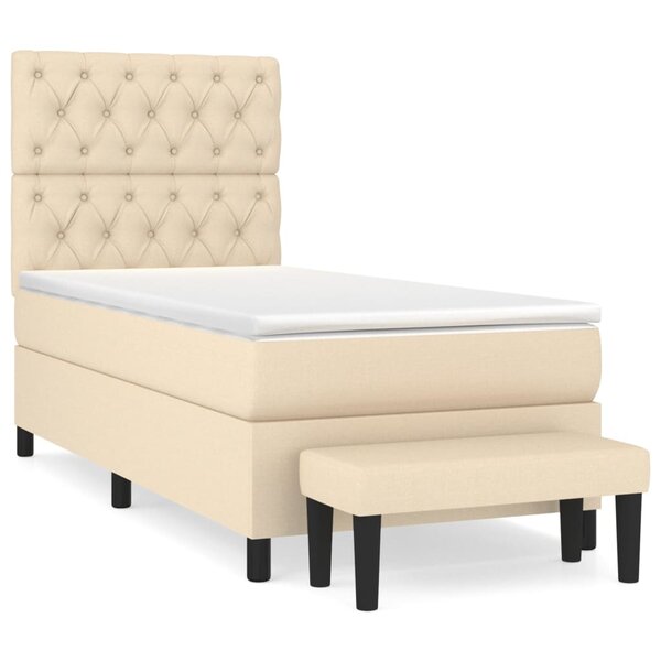 vidaXL Sommier à lattes de lit avec matelas Crème 80x200 cm Tissu