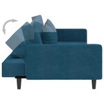 vidaXL Canapé-lit à 2 places avec deux oreillers bleu velours