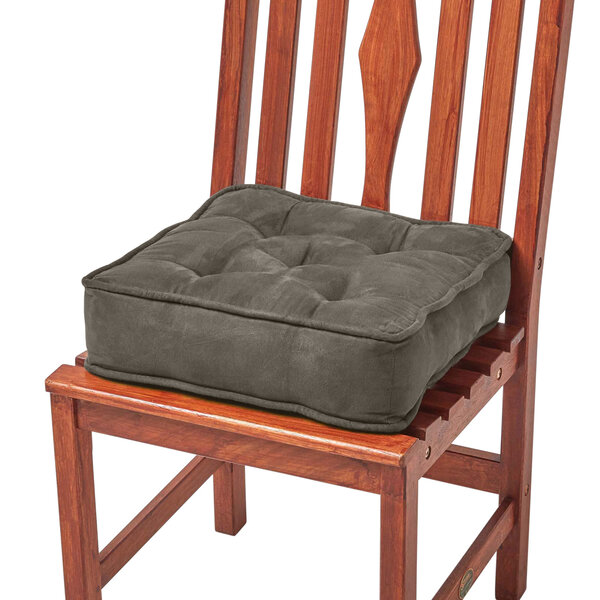 Galette de chaise coussin rehausseur en suédine Gris foncé  40 x 40 x 10 cm - HOMESCAPES