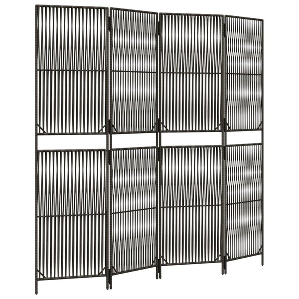 vidaXL Cloison de séparation 4 panneaux gris résine tressée