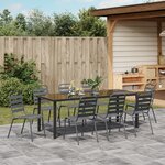 vidaXL Ensemble de salle à manger de jardin de 9 pièces en acier gris foncé